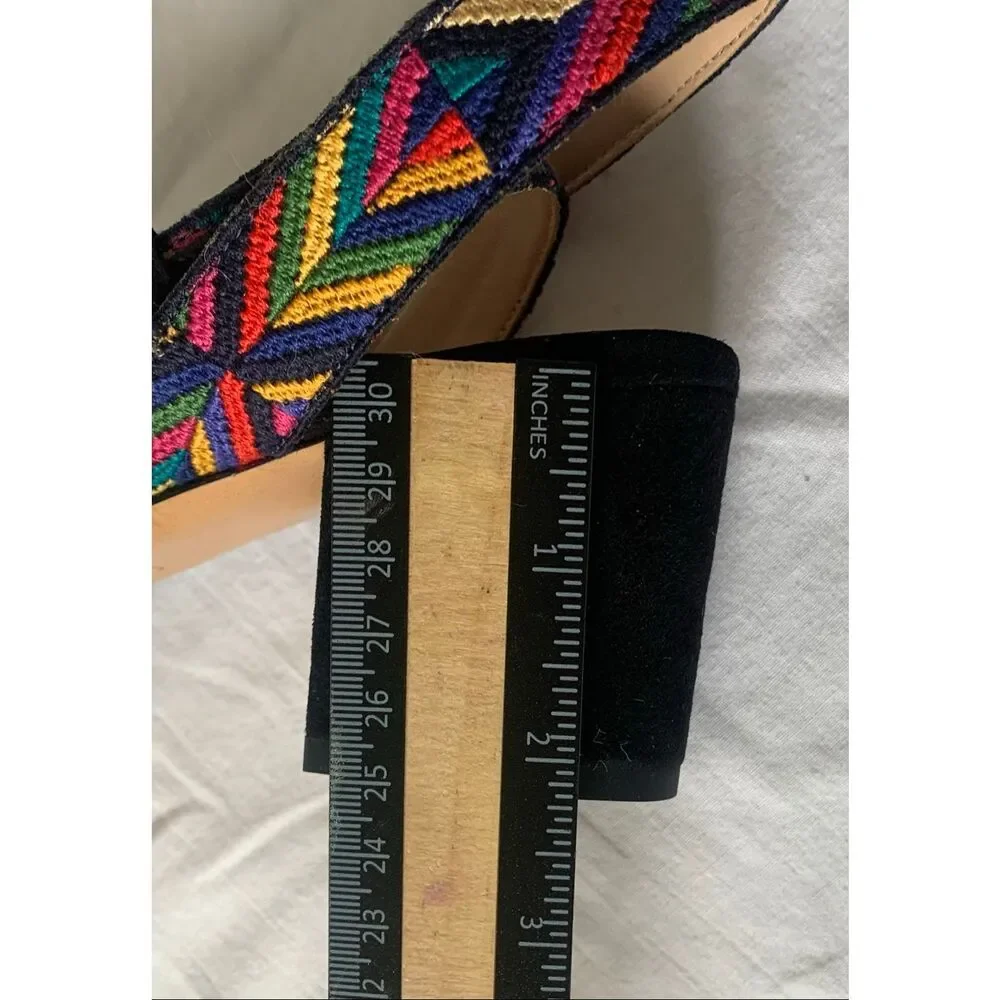 NEW IN BOX VALENTINO Native Couture EMBROIDERED ankle STRAP suede city SANDALS S